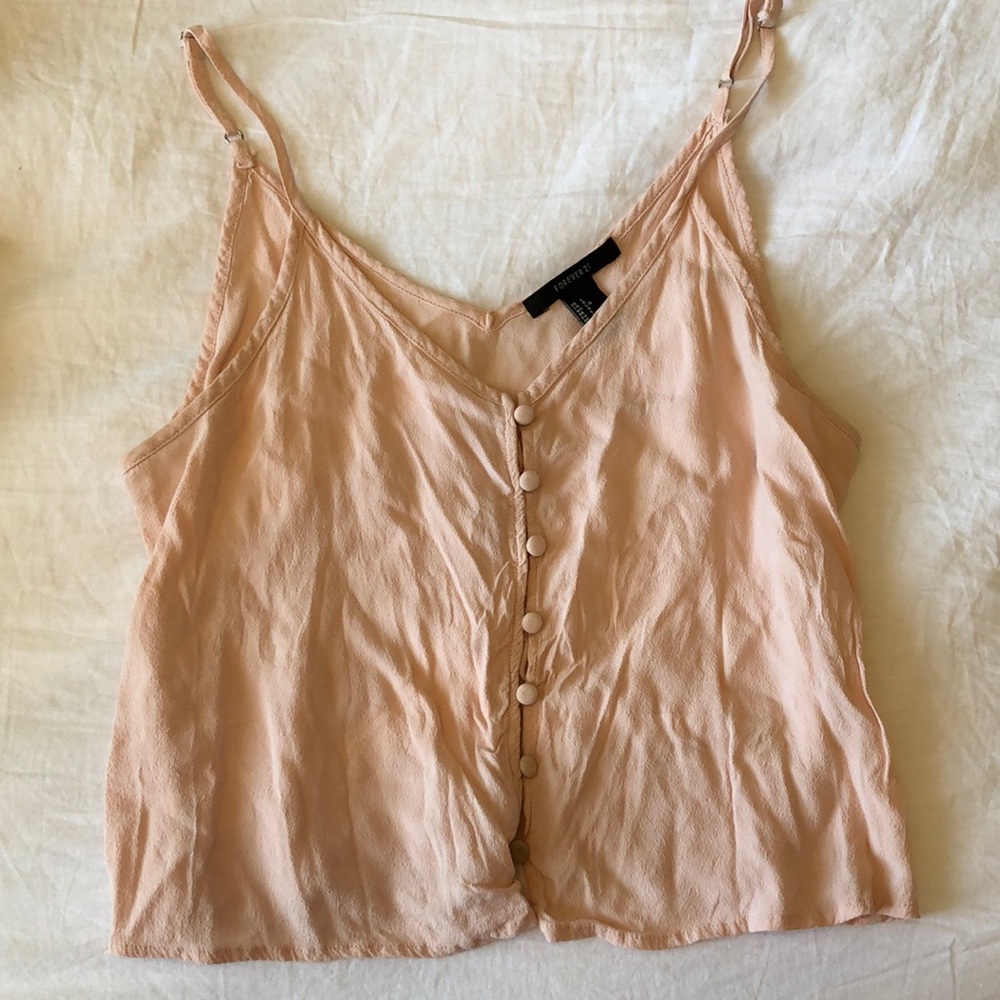 Pink crinkly top button down